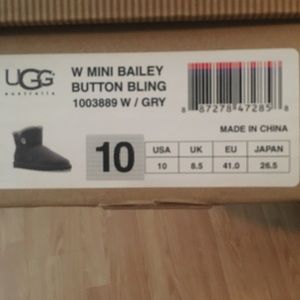 Uggs. Mini Bailey Button Bling. Gray.
